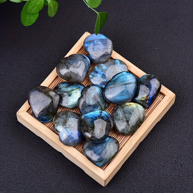 1pc Polished Labradorite Stone - Enhance Healing & Reiki with Nature's Crystal Heart of the Ocean