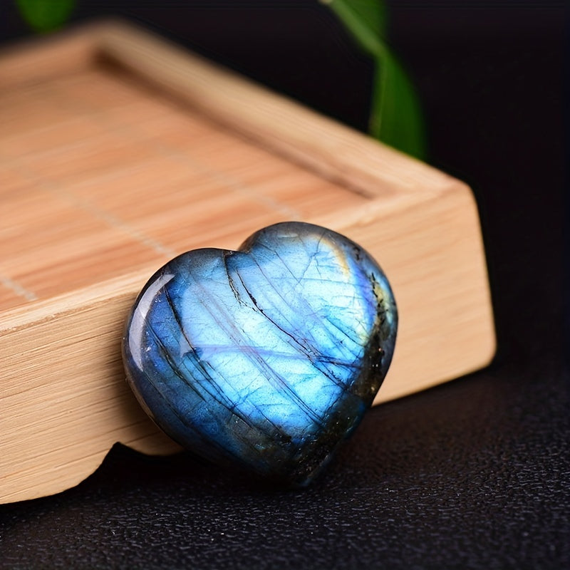 1pc Polished Labradorite Stone - Enhance Healing & Reiki with Nature's Crystal Heart of the Ocean