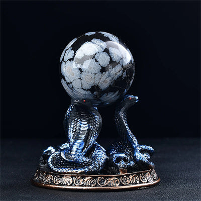 There Cobras Design Crystal Ball Holder Hand-Made Stand Base Room Decor Sphere Holder Figurine Jewelry Displays Holiday Reiki Gift