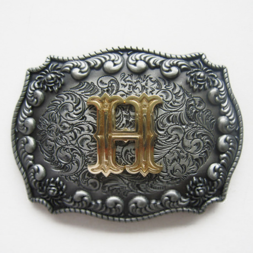 Western Men‘s Zinc alloy Leather Belt Buckle Cowboy Letter H shape Pattern US Local Shipping