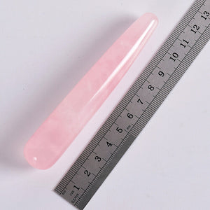 Rose Quartz Massage Wand Natural Crystal Mineral Acupoint Pen Gua Sha Tool Stone