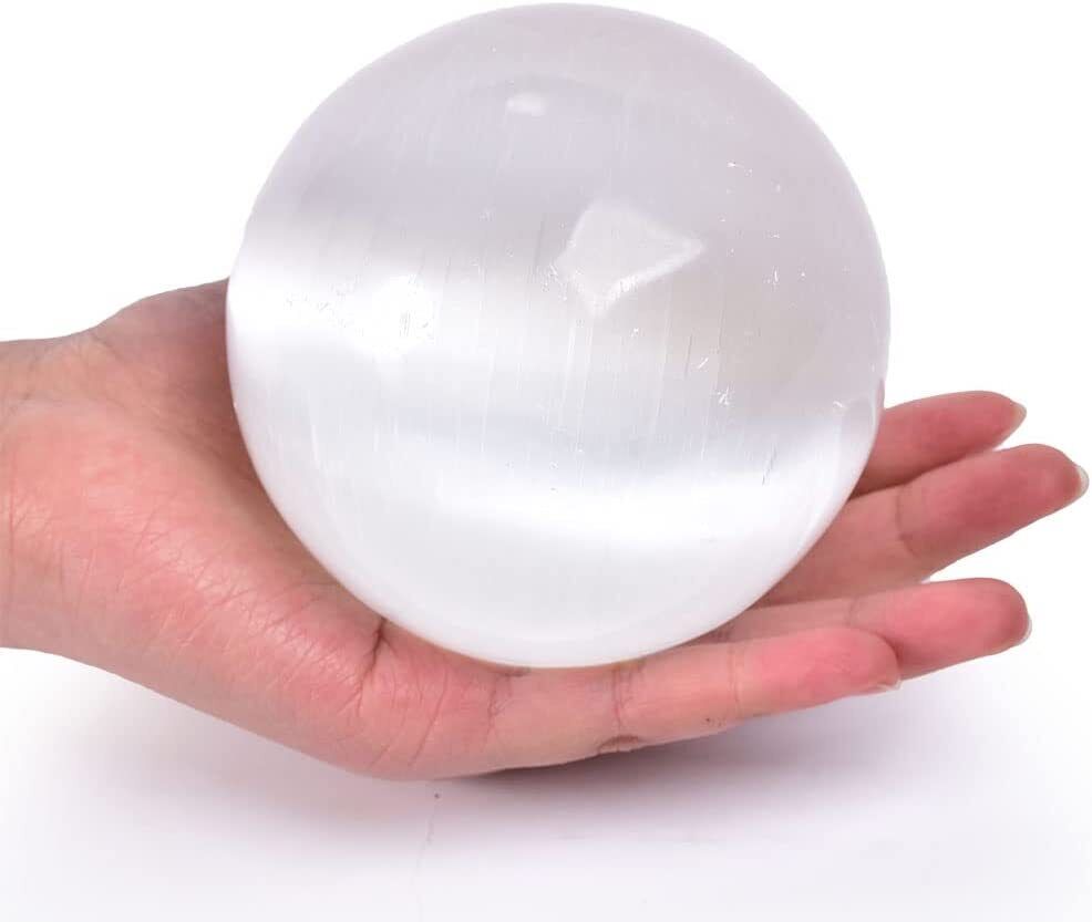 Selenite Crystal Sphere Healing Crystal Ball for Meditation, Home Decoration