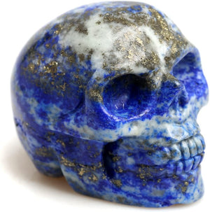 2inch Healing Skull Crystal Quartz Carved Gemstone Collectible Figurine Stone (Blue)