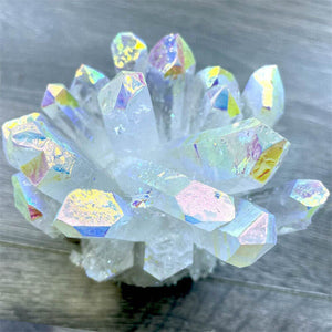 Titanium Rainbow Cluster Electroplatet Quartz Crystal Vug Reiki Healing Quartz