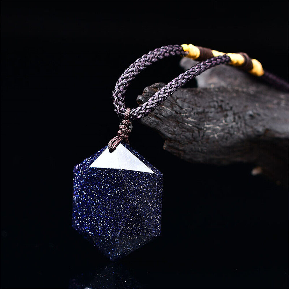 Beautiful Cleansed DIY Blue Sandstone Hexagram Quartz Pendulum Chakra Pendant