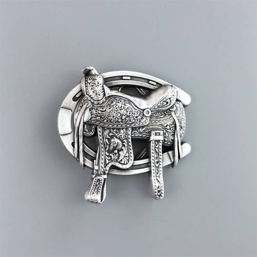 New Original Vintage Silver Plated Western Saddle Horse Shoe Belt Buckle US Local Shipping