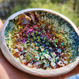 Bismuth Bowl with Stand Crystal Mineral Specimen Quartz Cluster Collection