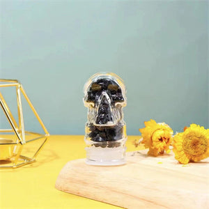 Crystal Drink Bottle Gemstone Chip Healing Tumble Water Bottle Reiki Gemstone Hand-made Energy Crystal Portable Cup Skull Shape