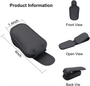 2 Pack Sunglass Holder for Car Visor, Magnetic Leather Glasses Eyeglass Hanger Clip for Car, Sunglasses Holder and Ticket Card Clip for Car Visor Accessories (Black)