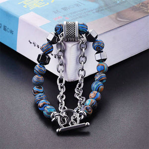 Stainless Steel Fashion Jewelry Natural Tiger Eye Obsidian Men'swomen's Bracelet