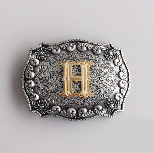 Western Men‘s Zinc alloy Leather Belt Buckle Cowboy Letter H shape Pattern US Local Shipping