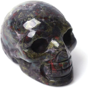 2 inch Natural Blood Stone Quartz Crystal Skull Figurines Healing Gemstone Stone Sculpture Statue Collectible