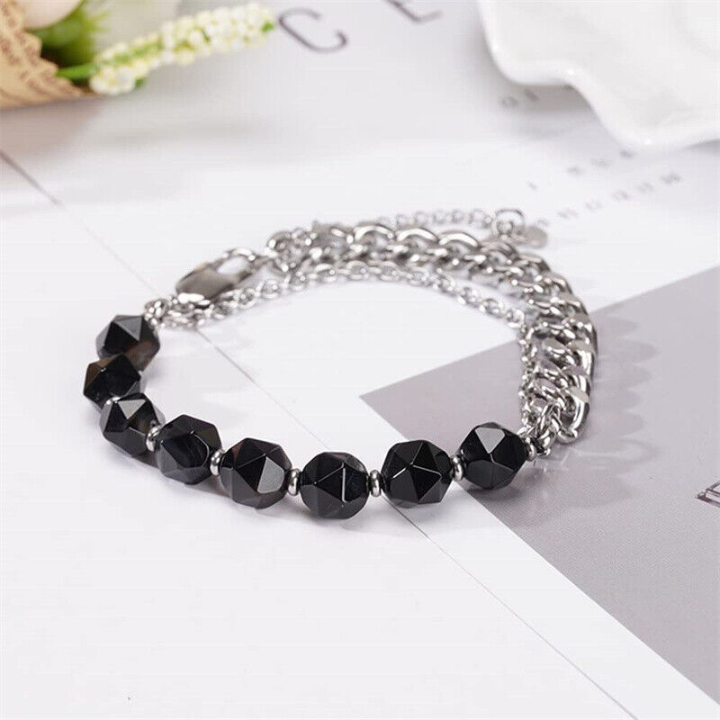 Stainless Steel Fashion Jewelry Natural Tiger Eye Obsidian Men'swomen's Bracelet