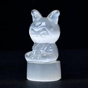 Selenite Kuromi Figure of KuromiSculpture Crystal Home Decoration DIY Figurine