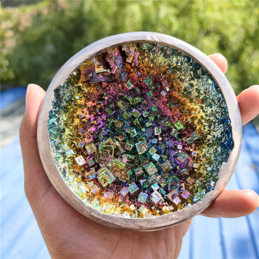 Bismuth Bowl with Stand Crystal Mineral Specimen Quartz Cluster Collection