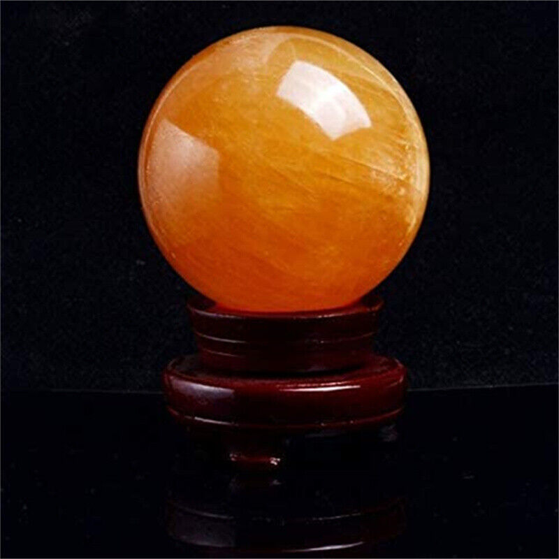 Natural Citrine Crystal Sphere Ball +Stand - Feng Shui Crystal for Wealth