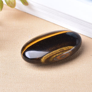 Yellow Tiger's Eye Palm Stone Quartz Healing Crystal Massage Polished Meditation Hand-Polished