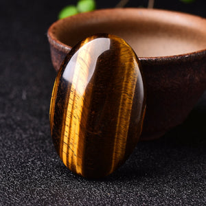 Yellow Tiger's Eye Palm Stone Quartz Healing Crystal Massage Polished Meditation Hand-Polished