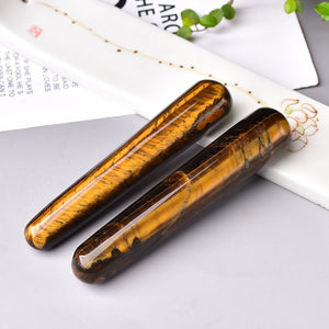 Natural Yellow Tigers Eye Quartz Crystal Massage Wands Healing Stone Stick Hand-Polished DIY Meditation Massage Tools Relaxation