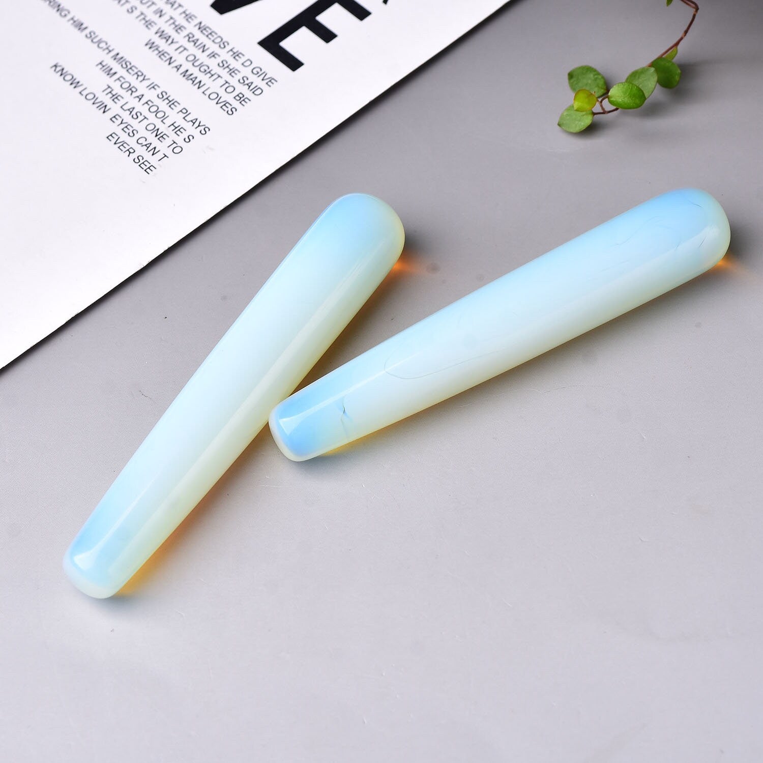 White Opalite Quartz Crystal Massage Wands Healing Stone Relax Energy Stick Hand-Polished DIY Meditation