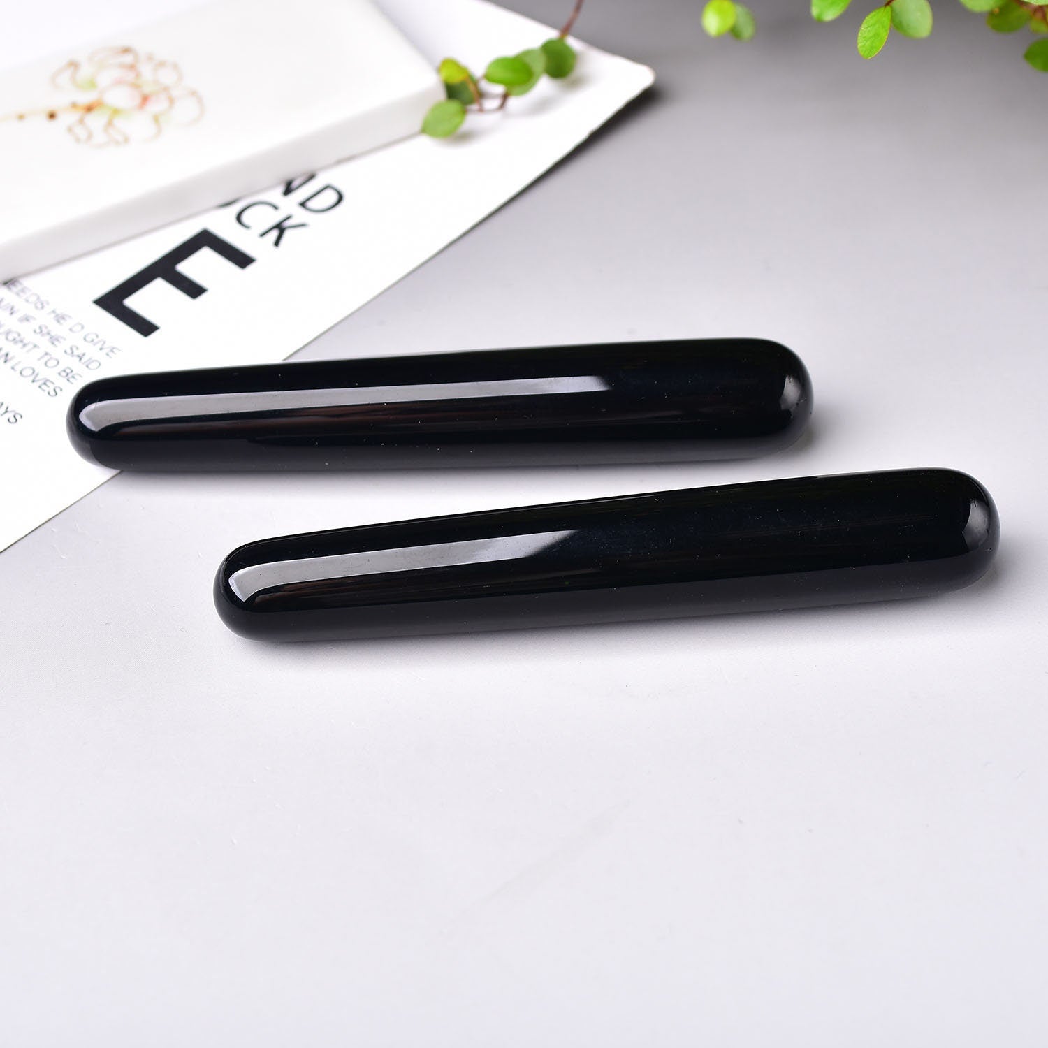 Black Obsidian Quartz Crystal Massage Wands Healing Stick Hand-Polished DIY Meditation