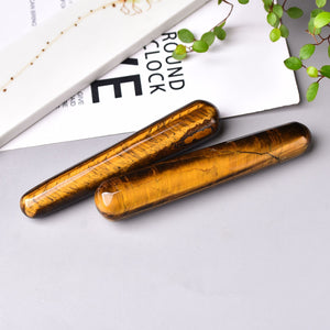 Natural Yellow Tigers Eye Quartz Crystal Massage Wands Healing Stone Stick Hand-Polished DIY Meditation Massage Tools Relaxation