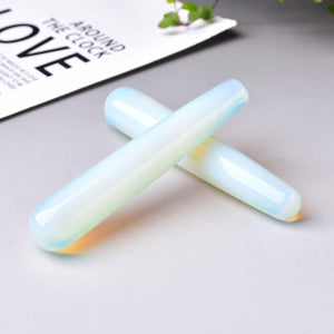 White Opalite Quartz Crystal Massage Wands Healing Stone Relax Energy Stick Hand-Polished DIY Meditation