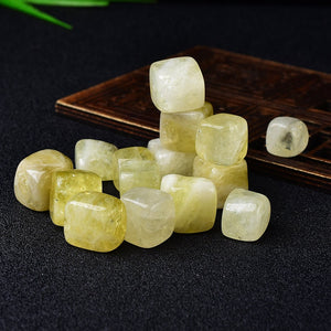 6 Pieces Polished Natural Citrine CUBE Tumbled Stone Gravel Stones Square Crystal  Hand-Polished for Fish Tank Decor Garden Healing Gemstone