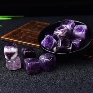 6 Pieces Polished Natural Dream Amethyst CUBE Tumbled Stone Gravel Square Crystal Stones Hand-Polished for Fish Tank Decor Garden Healing