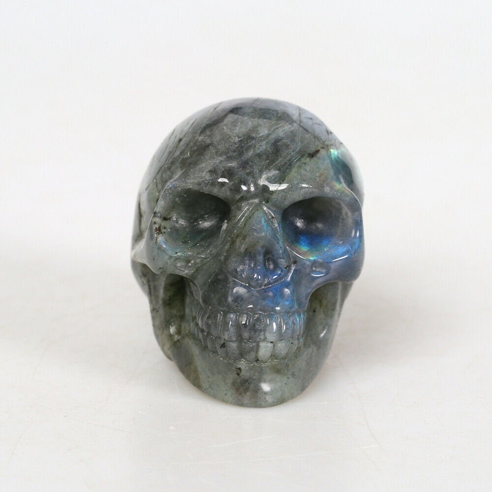 2'' Labradorite Crystal Skull Specimen Hand Carved Quartz Healing Reiki Figurine Decor Halloween Head  Quartz Skull Hand Carved Statue Altar