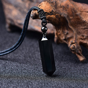 Black Obsidian Pendant Reiki Pendulum Healing Charka Crystal Point Charm Pendants Hand-Polished Gift  Healing Meditation Holiday Gift