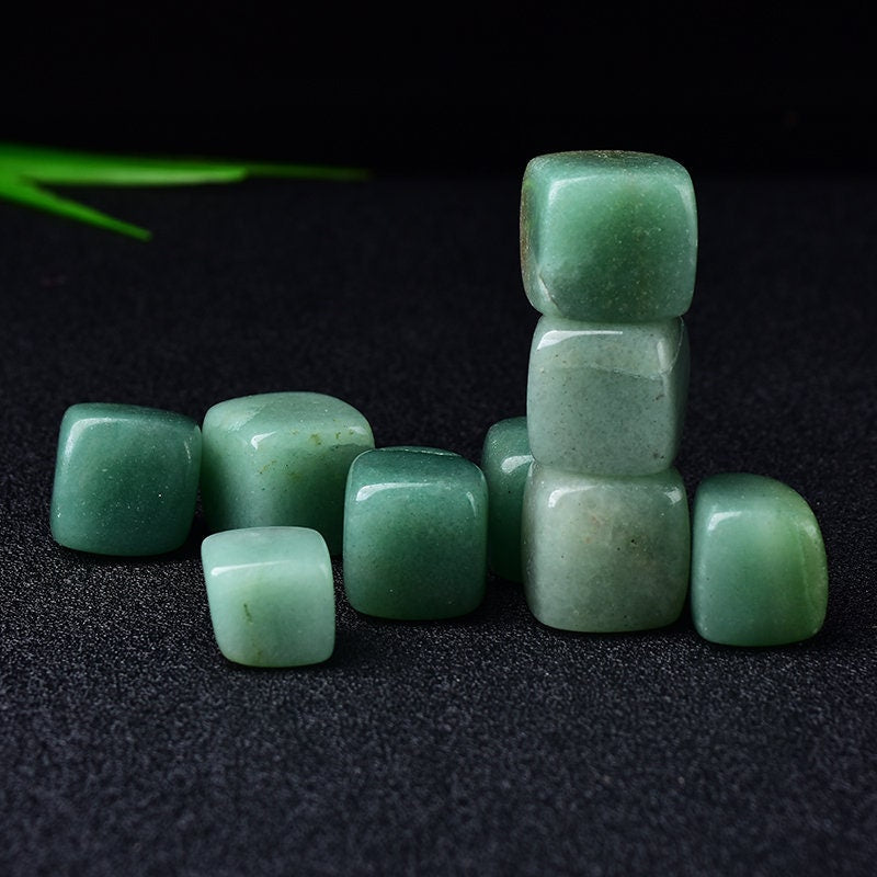 Hand Polished Natural Aventurine CUBE Tumbled Stone Gravel Square Crystal Stones Hand-Polished Fish Tank Decor Garden Healing Gemstone