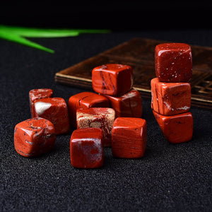 6 Pieces Polished Natural Africa Red Jasper CUBE Tumbled Stone Gravel Square Crystal Stones Hand-Polished for Fish Tank Decor Garden Gift