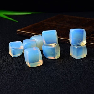 6 Pieces Polished Natural Opal CUBE Tumbled Stone Gravel Square Crystal Stones Hand-Polished for Fish Tank Decor Garden Meditation Gift