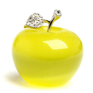 Yellow Cat's Eye Hand-Carved Crystal Gemstone Apple Figurine Paperweight Craft Decoration AVG.1.77 inches Room Decor Healing Gift Ornaments