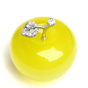 Yellow Cat's Eye Hand-Carved Crystal Gemstone Apple Figurine Paperweight Craft Decoration AVG.1.77 inches Room Decor Healing Gift Ornaments