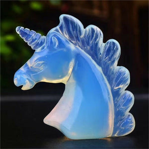 2'' Oplite Stone Crystal Unicorn Specimen Carved Horse Figurine Hand-Polished Crystal Ornaments Home Decor Holiday Gift Animals Hand-Carved