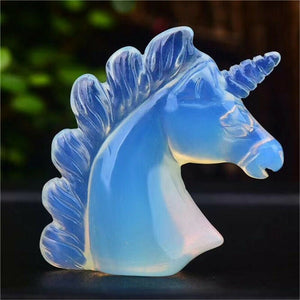 2'' Oplite Stone Crystal Unicorn Specimen Carved Horse Figurine Hand-Polished Crystal Ornaments Home Decor Holiday Gift Animals Hand-Carved