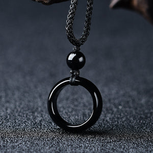 Spirit Pendulum Black Obsidian Lucky Precious Ring Pendant Reiki Quartz Charm Pendulum Gemstone Fashion Crystal Man Women Trending Present