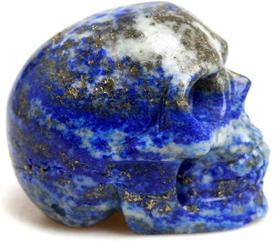 Natural Reki Deep Blue Sunset Sodalite Skull Healing Crystal Figurine Craft Skull Hand Made Sculpture Collectible Decor