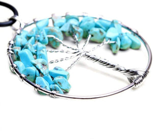 Natural Crystal Tree of Life Pendant Healing Hand Made Tumbled Stone Craft Chakra Necklace