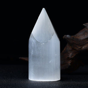 3.94'' Morocco Selenite Cutting Tower for Healing Crystal Iceberg Charging Stone Massage Home Decoration Collection Gift