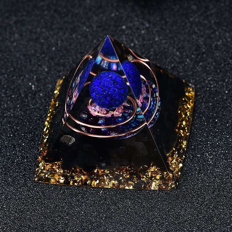 2.36‘’ Orgone Pyramid Lapis Sphere Gift Quartz Healing Meditation Crystal Hand Made Home Decoration Collection