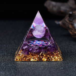 2.36‘’ Orgone Pyramid Magic Vision Crystal Hand Made Amethyst Ball Quartz Healing Meditation Home Decoration Collection Gift