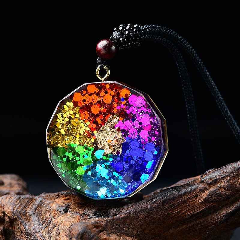 Terrific 7 Chakra Orgonite Pendant Necklace Crystal Healing Hand Made Meditation Hand-Polished Collection Reiki Stone Gift