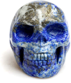 Natural Reki Deep Blue Sunset Sodalite Skull Healing Crystal Figurine Craft Skull Hand Made Sculpture Collectible Decor