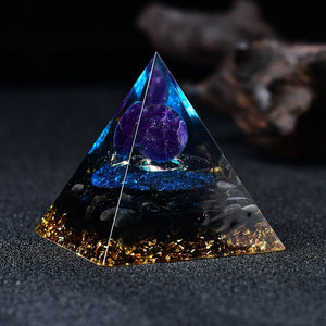 2.36‘’ Magic Orgonite Pyramid Hand Made Amethyst Crystal Sphere Blue Crystal Obsidian Home Decoration Collection Gift US stock