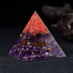 2.36‘’ Orgone Pyramid Amethyst Tree of Life Pink Quartz Reiki Meditation Crystal Hand Made Home Decoration Collection Gift