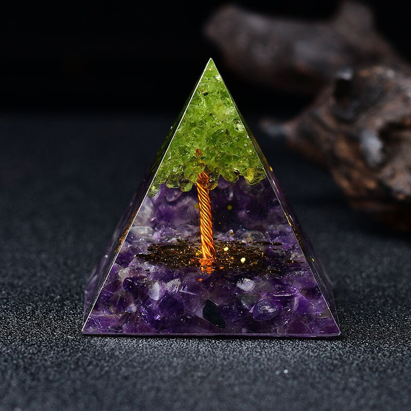 2.36‘’ Orgone Pyramid Tree of Life Gift Quartz Healing Meditation Crystal Hand Made Home Decoration Collection Gift Room Decor