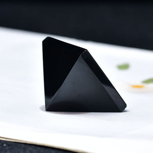 Obsidian Pyramid Stone Quartz Healing Crystal Hand Made Meditation Reiki Mineral Home Decor Decoration Collection Gift